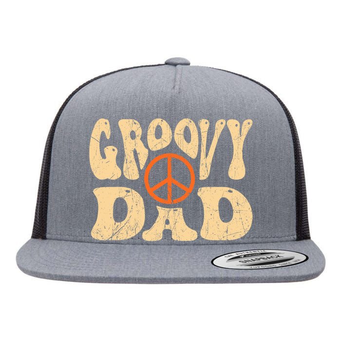 Groovy Dad 70s Aesthetic Nostalgia 1970's Retro Dad Flat Bill Trucker Hat