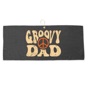 Groovy Dad 70s Aesthetic Nostalgia 1970's Retro Dad Large Microfiber Waffle Golf Towel