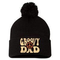 Groovy Dad 70s Aesthetic Nostalgia 1970's Retro Dad Pom Pom 12in Knit Beanie