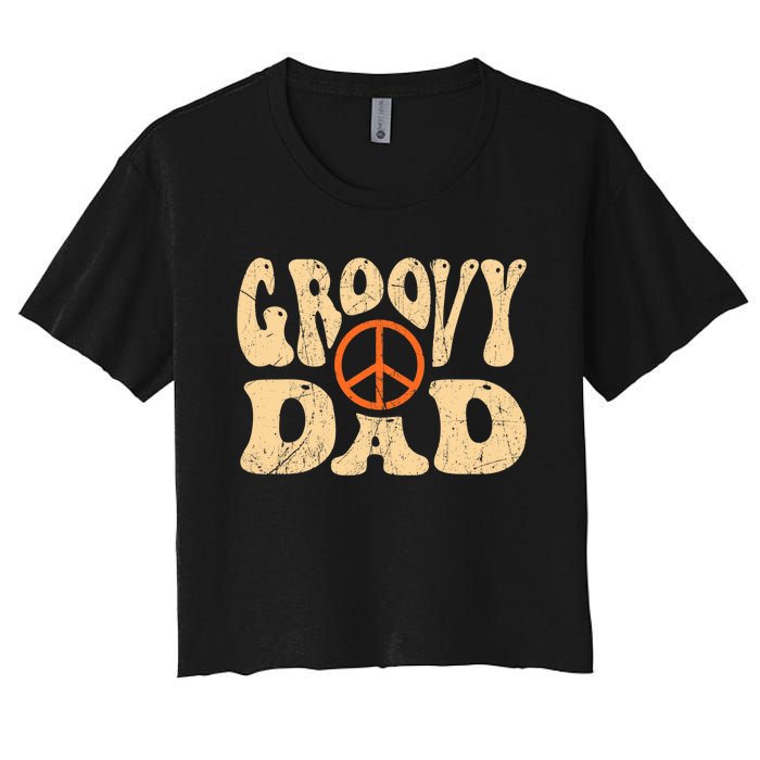 Groovy Dad 70s Aesthetic Nostalgia 1970's Retro Dad Women's Crop Top Tee