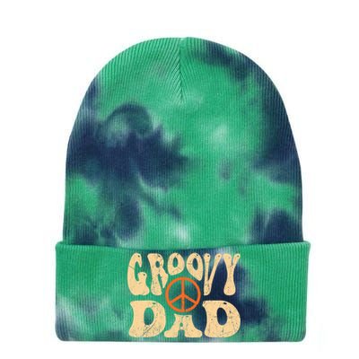 Groovy Dad 70s Aesthetic Nostalgia 1970's Retro Dad Tie Dye 12in Knit Beanie