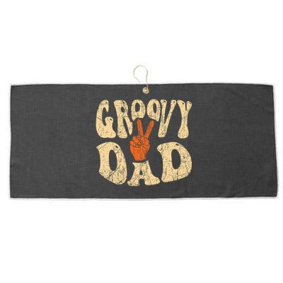 Groovy Dad 70s Aesthetic Nostalgia 1970S Large Microfiber Waffle Golf Towel