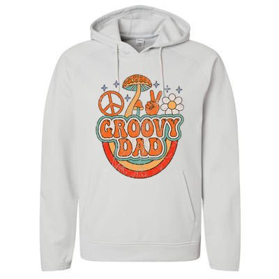 Groovy Dad 70s Aesthetic Nostalgia 1970's Hippie Dad Retro Performance Fleece Hoodie