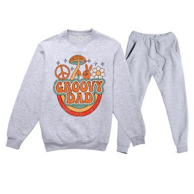 Groovy Dad 70s Aesthetic Nostalgia 1970's Hippie Dad Retro Premium Crewneck Sweatsuit Set