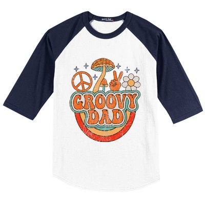 Groovy Dad 70s Aesthetic Nostalgia 1970's Hippie Dad Retro Baseball Sleeve Shirt