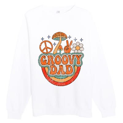 Groovy Dad 70s Aesthetic Nostalgia 1970's Hippie Dad Retro Premium Crewneck Sweatshirt