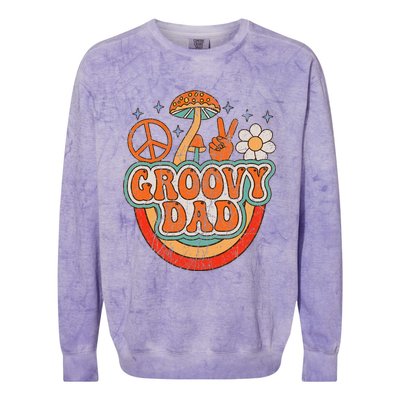 Groovy Dad 70s Aesthetic Nostalgia 1970's Hippie Dad Retro Colorblast Crewneck Sweatshirt