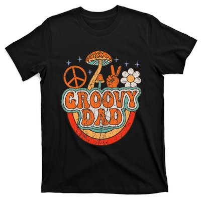 Groovy Dad 70s Aesthetic Nostalgia 1970's Hippie Dad Retro T-Shirt