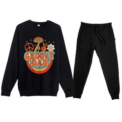 Groovy Dad 70s Aesthetic Nostalgia 1970's Hippie Dad Retro Premium Crewneck Sweatsuit Set