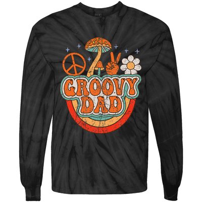 Groovy Dad 70s Aesthetic Nostalgia 1970's Hippie Dad Retro Tie-Dye Long Sleeve Shirt