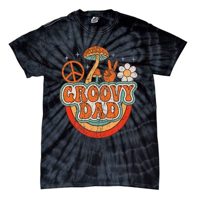 Groovy Dad 70s Aesthetic Nostalgia 1970's Hippie Dad Retro Tie-Dye T-Shirt