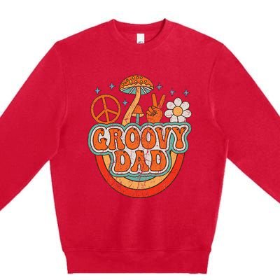 Groovy Dad 70s Aesthetic Nostalgia 1970's Hippie Dad Retro Premium Crewneck Sweatshirt