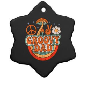 Groovy Dad 70s Aesthetic Nostalgia 1970S Hippie Dad Retro Ceramic Star Ornament