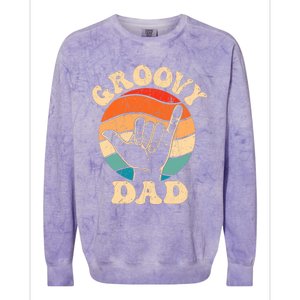 Groovy Dad 70s Aesthetic Nostalgia 1970S Retro Groovy Dad Colorblast Crewneck Sweatshirt