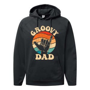 Groovy Dad 70s Aesthetic Nostalgia 1970S Retro Groovy Dad Performance Fleece Hoodie