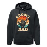 Groovy Dad 70s Aesthetic Nostalgia 1970S Retro Groovy Dad Performance Fleece Hoodie