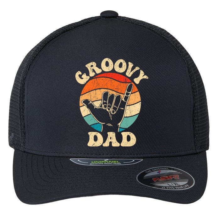 Groovy Dad 70s Aesthetic Nostalgia 1970S Retro Groovy Dad Flexfit Unipanel Trucker Cap