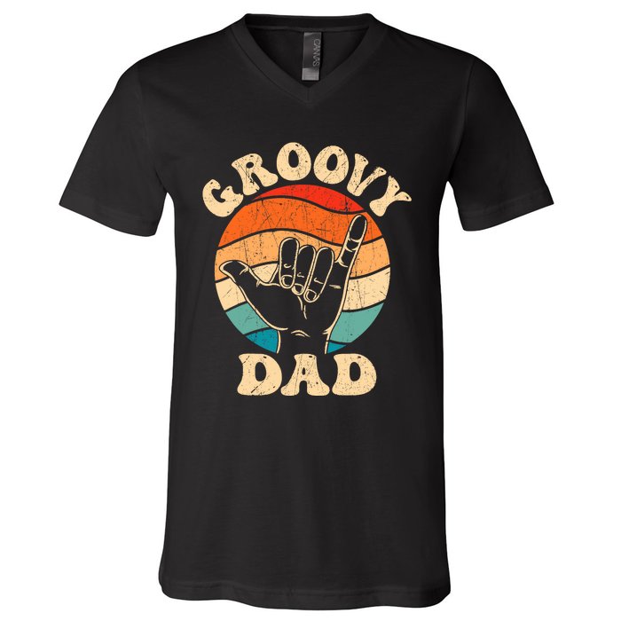 Groovy Dad 70s Aesthetic Nostalgia 1970S Retro Groovy Dad V-Neck T-Shirt