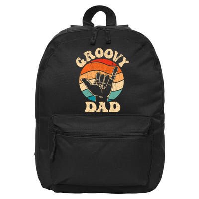 Groovy Dad 70s Aesthetic Nostalgia 1970S Retro Groovy Dad 16 in Basic Backpack