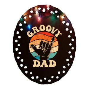 Groovy Dad 70s Aesthetic Nostalgia 1970S Retro Groovy Dad Ceramic Oval Ornament