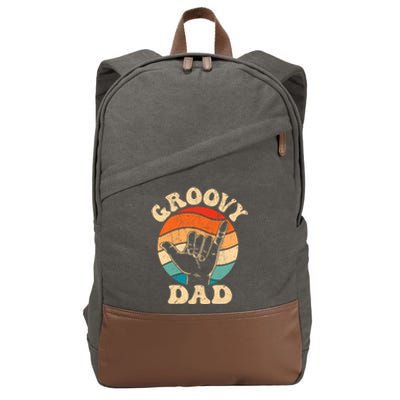 Groovy Dad 70s Aesthetic Nostalgia 1970S Retro Groovy Dad Cotton Canvas Backpack