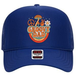 Groovy Dad 70s Aesthetic Nostalgia 1970's Hippie Dad Retro High Crown Mesh Back Trucker Hat