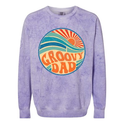 Groovy Dad 70s Aesthetic Nostalgia 1970's Hippie Dad Retro Colorblast Crewneck Sweatshirt