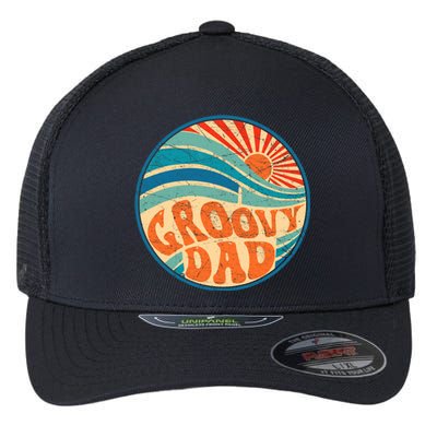 Groovy Dad 70s Aesthetic Nostalgia 1970's Hippie Dad Retro Flexfit Unipanel Trucker Cap