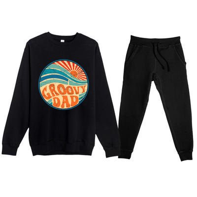 Groovy Dad 70s Aesthetic Nostalgia 1970's Hippie Dad Retro Premium Crewneck Sweatsuit Set