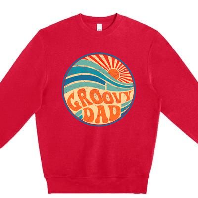 Groovy Dad 70s Aesthetic Nostalgia 1970's Hippie Dad Retro Premium Crewneck Sweatshirt