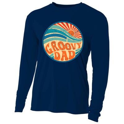 Groovy Dad 70s Aesthetic Nostalgia 1970's Hippie Dad Retro Cooling Performance Long Sleeve Crew