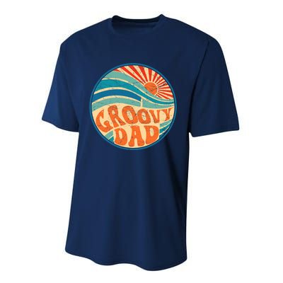 Groovy Dad 70s Aesthetic Nostalgia 1970's Hippie Dad Retro Performance Sprint T-Shirt