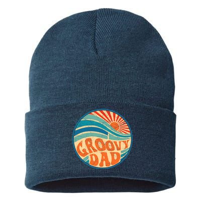 Groovy Dad 70s Aesthetic Nostalgia 1970's Hippie Dad Retro Sustainable Knit Beanie