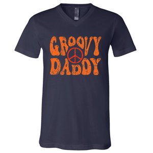 Groovy Daddy 70s Aesthetic Nostalgia 1970s Retro Dad V-Neck T-Shirt