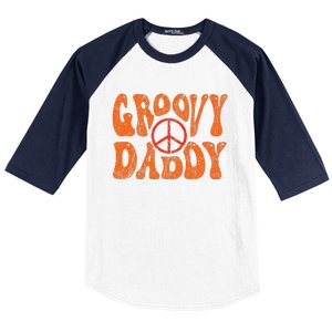 Groovy Daddy 70s Aesthetic Nostalgia 1970s Retro Dad Baseball Sleeve Shirt