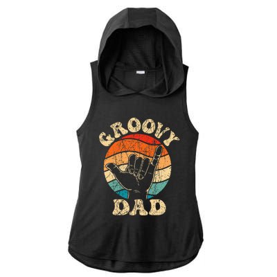 Groovy Dad 70s Aesthetic Nostalgia 1970s Retro Ladies PosiCharge Tri-Blend Wicking Draft Hoodie Tank