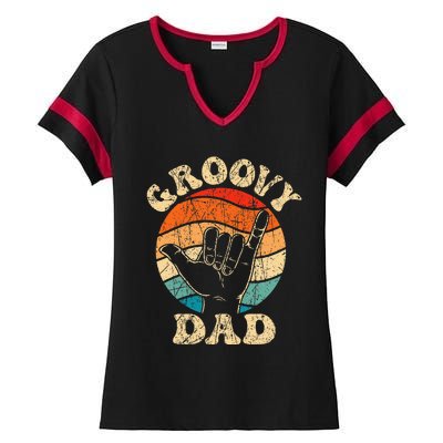 Groovy Dad 70s Aesthetic Nostalgia 1970s Retro Ladies Halftime Notch Neck Tee