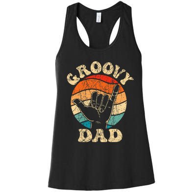 Groovy Dad 70s Aesthetic Nostalgia 1970s Retro Women's Racerback Tank