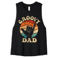 Groovy Dad 70s Aesthetic Nostalgia 1970s Retro Women's Racerback Cropped Tank