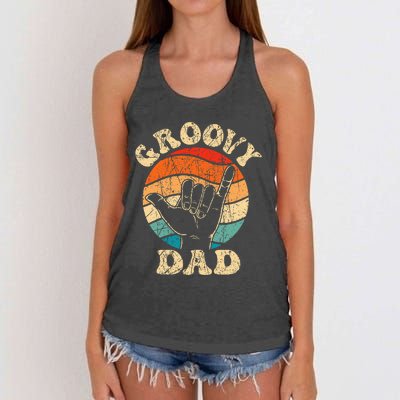 Groovy Dad 70s Aesthetic Nostalgia 1970s Retro Women's Knotted Racerback Tank