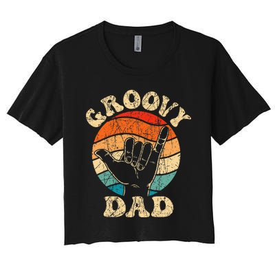 Groovy Dad 70s Aesthetic Nostalgia 1970s Retro Women's Crop Top Tee