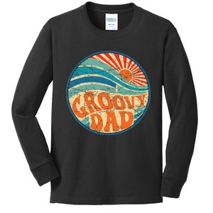 Groovy Dad 70s Aesthetic Nostalgia 1970's Hippie Dad Retro Kids Long Sleeve Shirt