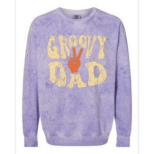 Groovy Dad 70s Aesthetic Nostalgia 1970's Retro Dad Colorblast Crewneck Sweatshirt