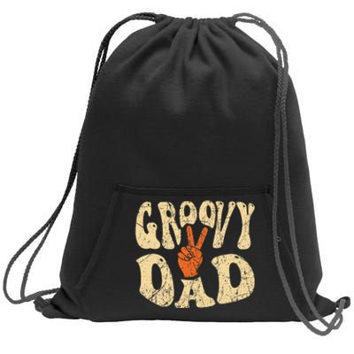 Groovy Dad 70s Aesthetic Nostalgia 1970's Retro Dad Sweatshirt Cinch Pack Bag