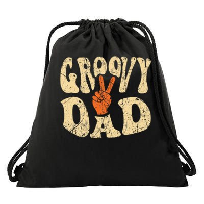 Groovy Dad 70s Aesthetic Nostalgia 1970's Retro Dad Drawstring Bag