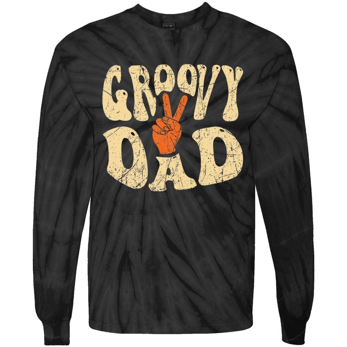 Groovy Dad 70s Aesthetic Nostalgia 1970's Retro Dad Tie-Dye Long Sleeve Shirt