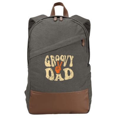 Groovy Dad 70s Aesthetic Nostalgia 1970's Retro Dad Cotton Canvas Backpack