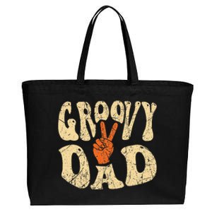 Groovy Dad 70s Aesthetic Nostalgia 1970's Retro Dad Cotton Canvas Jumbo Tote