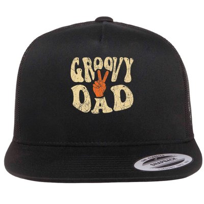 Groovy Dad 70s Aesthetic Nostalgia 1970's Retro Dad Flat Bill Trucker Hat