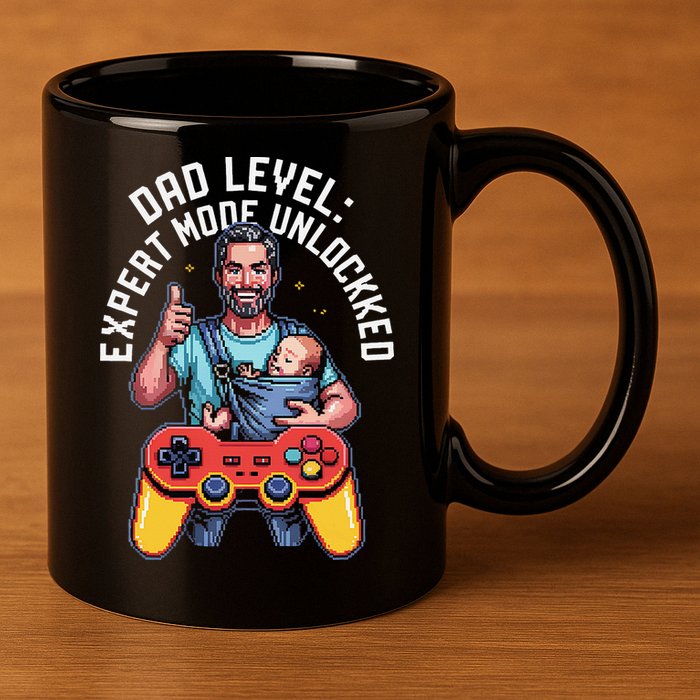 Gamer Dad  Achievement Unlocked Fatherhood 11oz C Handle Ceramic Mug